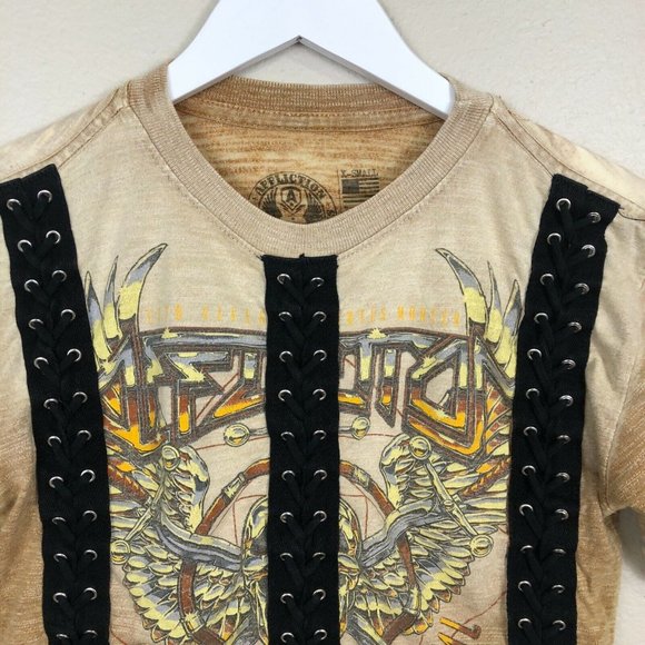 Affliction Graphic T-Shirt Women's XS Maryrs Of Death Metal Tour Tee Lace Front - Picture 3 of 11
